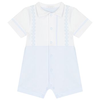 Baby Boys White & Blue Romper