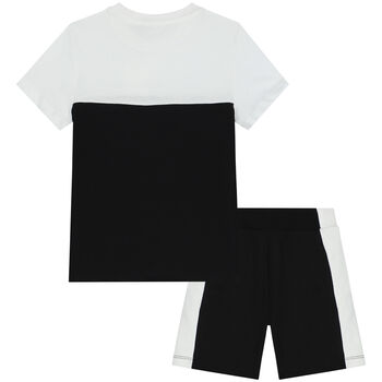 Boys Black & White Logo Shorts Set