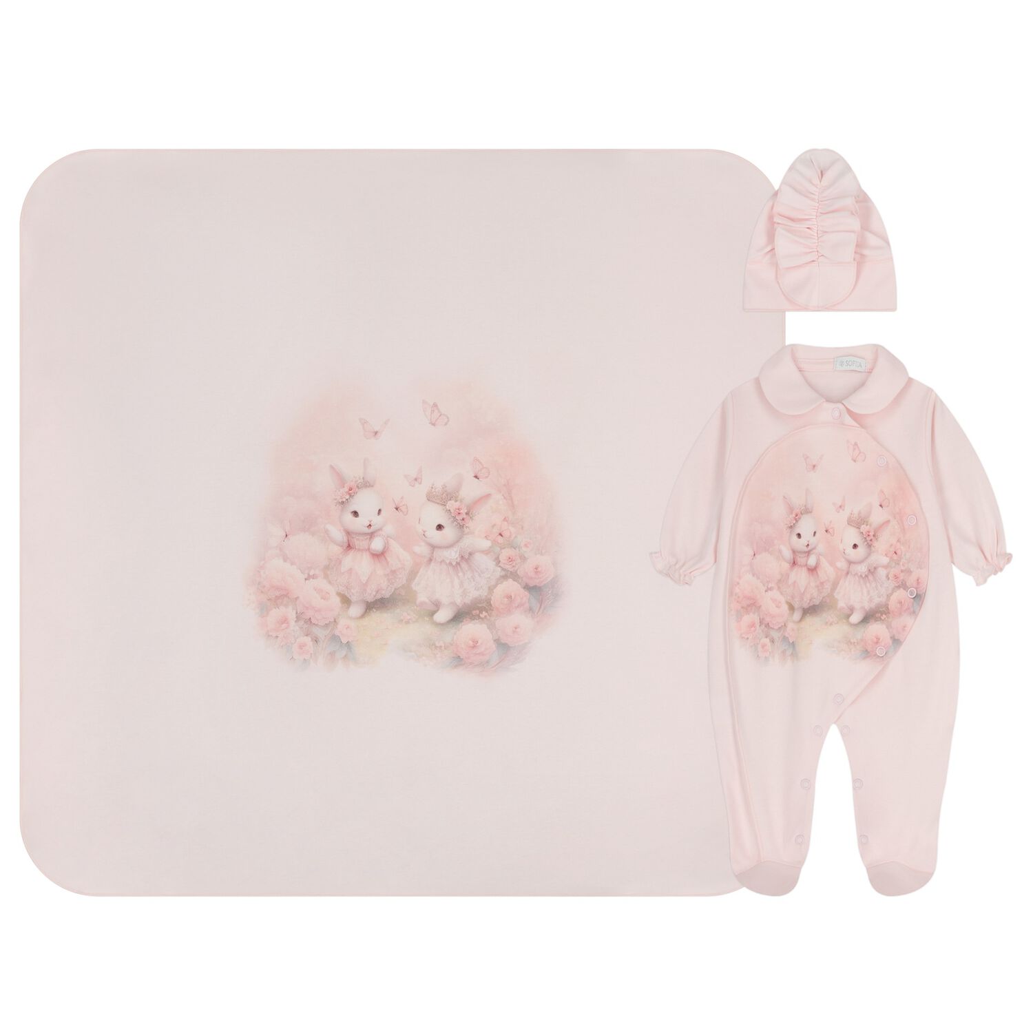 Baby Girls Pink Bunny Babygrow Gift Set, 1, hi-res