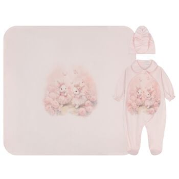 Baby Girls Pink Bunny Babygrow Gift Set
