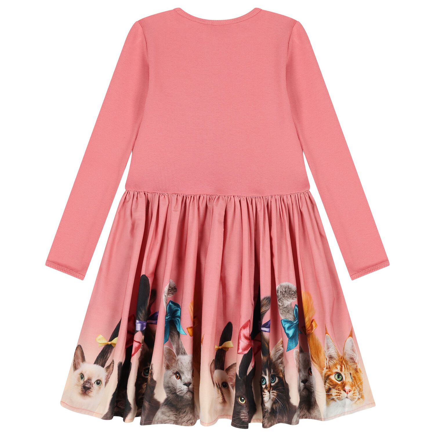 Girls Pink Cat Dress, 3, hi-res