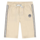 Boys Beige Logo Shorts, 2, hi-res