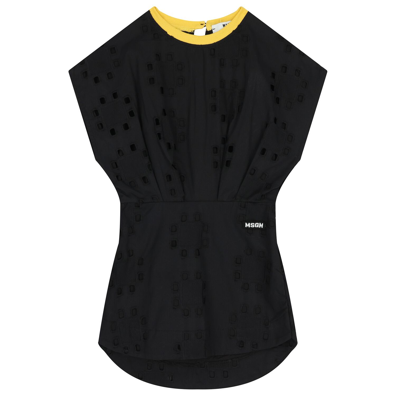 Girls Black Logo Broderie Anglaise Dress, 1, hi-res