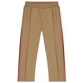 Boys Beige Logo Joggers