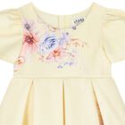 Girls Yellow Floral Satin Dress, 1, hi-res