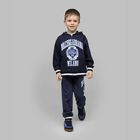 Boys Navy Blue Varsity Logo Hooded Zip Up Top, 1, hi-res
