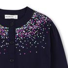 Girls Navy Blue Sequin Knitted Cardigan, 1, hi-res