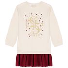 Girls Ivory & Red Logo Dress, 1, hi-res