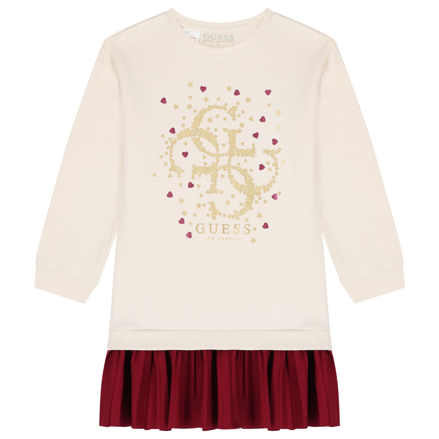 Girls Ivory & Red Logo Dress, 1, hi-res