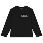 توب أولاد بأكمام بالشعار باللون الأسود, 2, hi-res