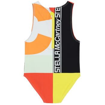 Girls Multi-Colored Logo Swimsuit