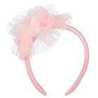 Girls Pink Satin & Tulle Headband, 1, hi-res