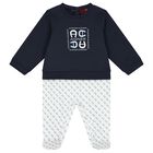 Baby Boys Navy Blue Logo Babygrow, 3, hi-res