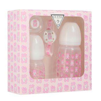 Baby Girls Pink & White Teddy Bear Baby Bottles Gift Set