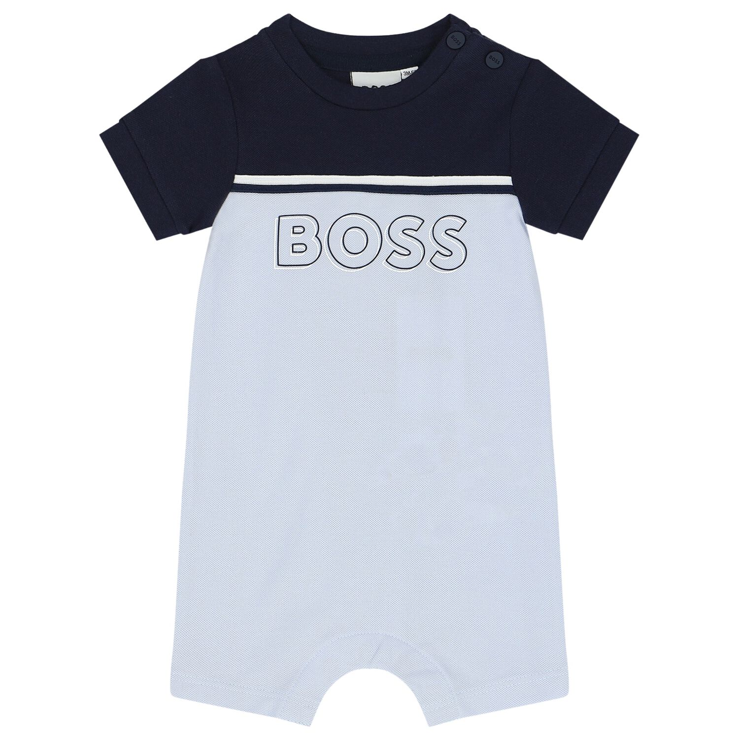 Baby Boys Navy Blue & Blue Logo Romper, 2, hi-res image number null
