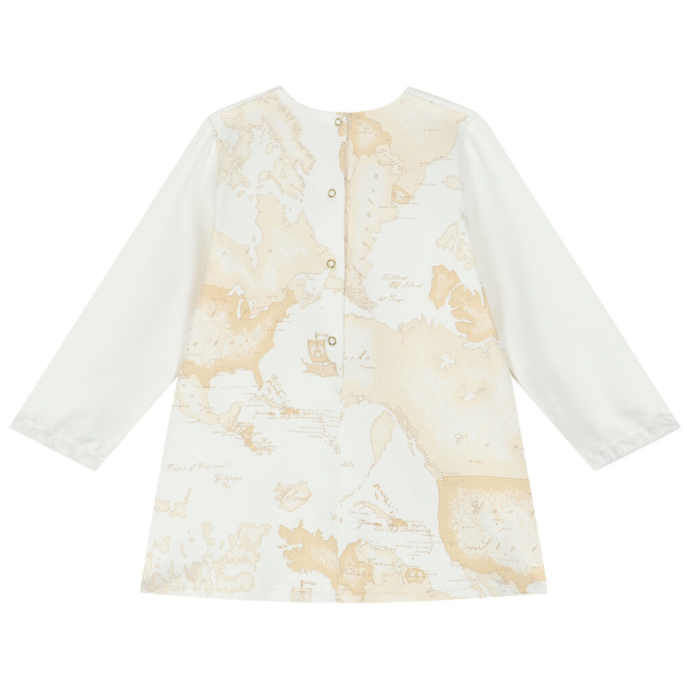 Alviero Martini Baby Girls Ivory & Beige Geo Map Dress Set Junior Couture