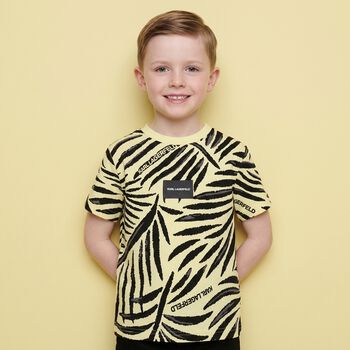 Boys Mini Me Yellow & Black Logo T-Shirt