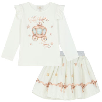 Girls Ivory Skirt Set
