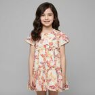 Younger Girls Ivory & Pink Butterflies Logo Dress, 3, hi-res