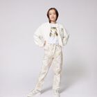 تي شيرت بنات بالشعار باللونين الأبيض والذهبي, 1, hi-res