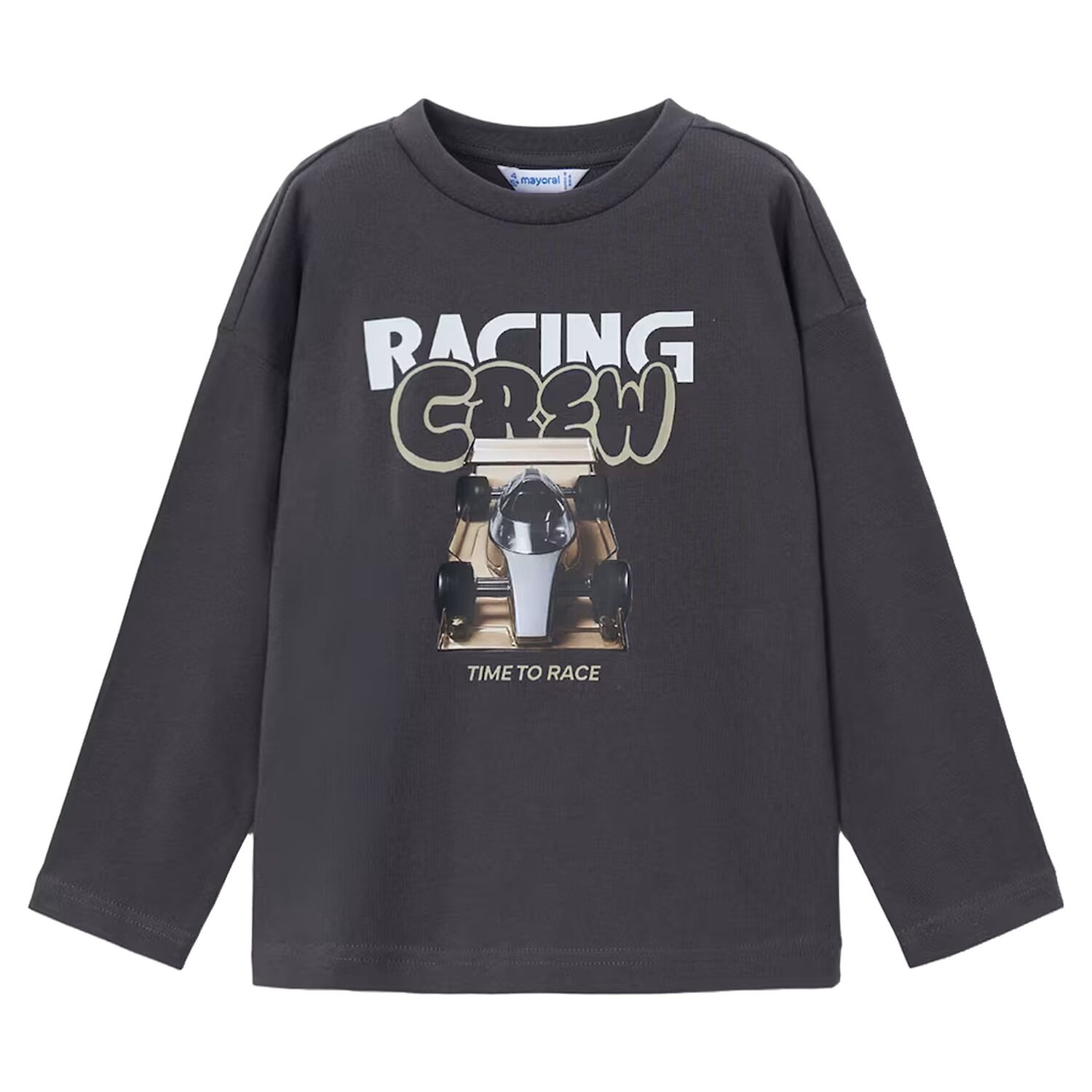 Boys Grey Formula 1 Car Long Sleeve Top, 3, hi-res