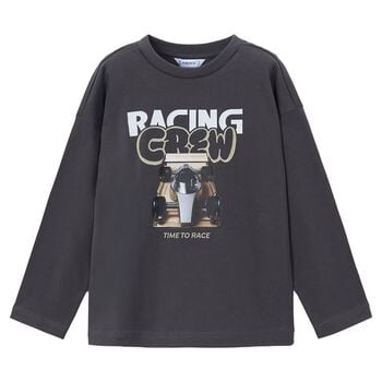 Boys Grey Formula 1 Car Long Sleeve Top