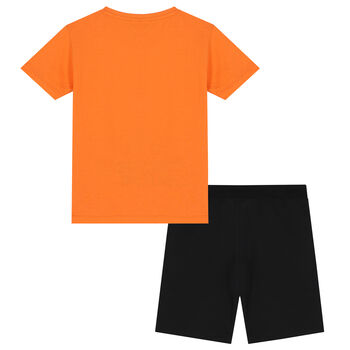 Boys Orange & Black Shorts Set