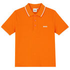 تيشيرت بولو بالشعار باللون البرتقالى للأولاد, 3, hi-res