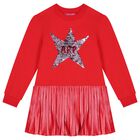 Girls Red Sequin Star Dress, 1, hi-res