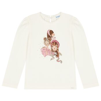 Girls Ivory Long Sleeve Top