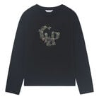 Girls Beige Embellished Long Sleeve Top, 1, hi-res