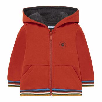 Younger Boys Orange Tiger Zip Up Top