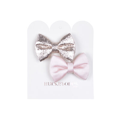 Girls Silver & Pink Hairclip Set