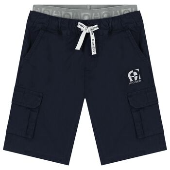 Boys Navy Blue Logo Shorts
