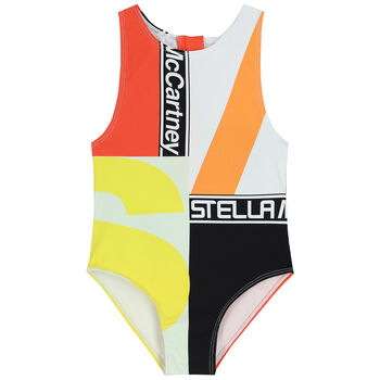 Girls Multi-Colored Logo Swimsuit
