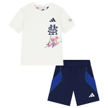 Boys White & Blue Marvel Spider-Man Shorts Set