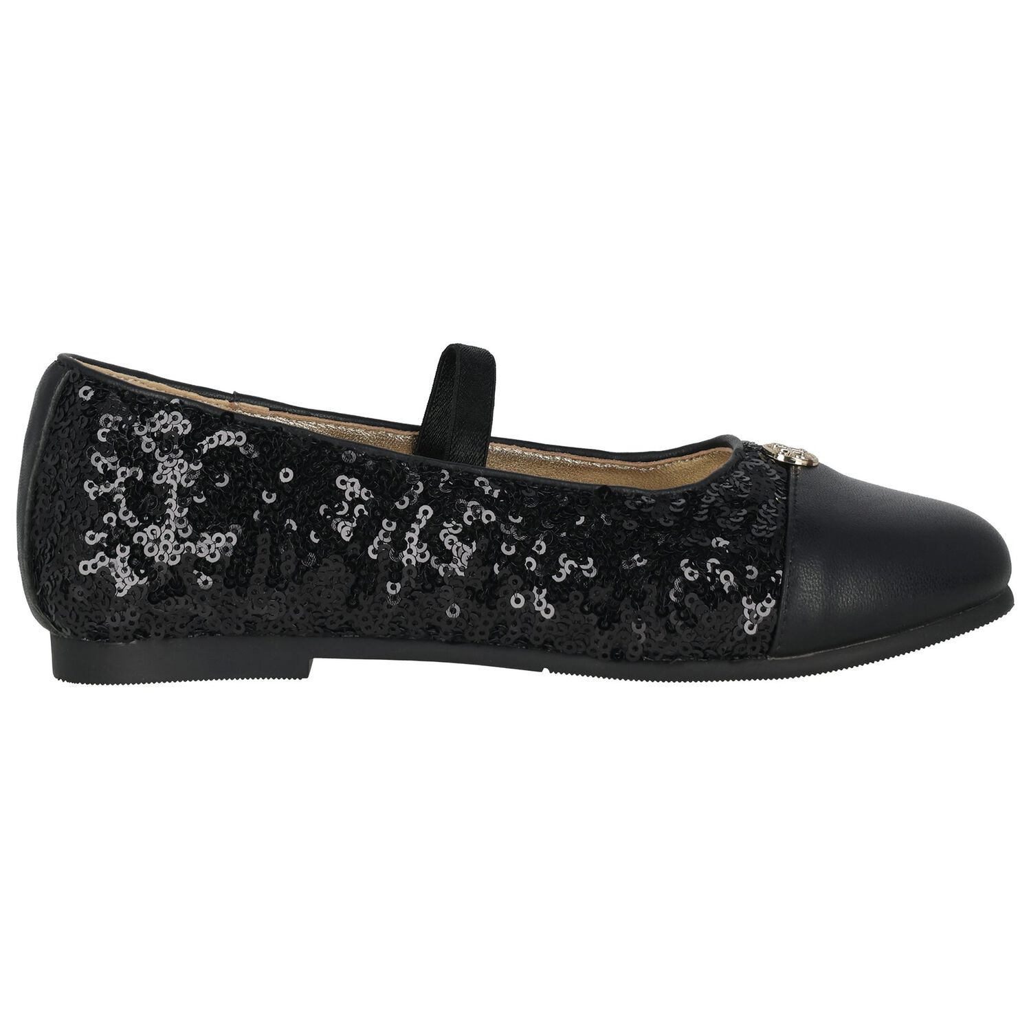 Girls Black Embellished Sequin Shoes, 1, hi-res