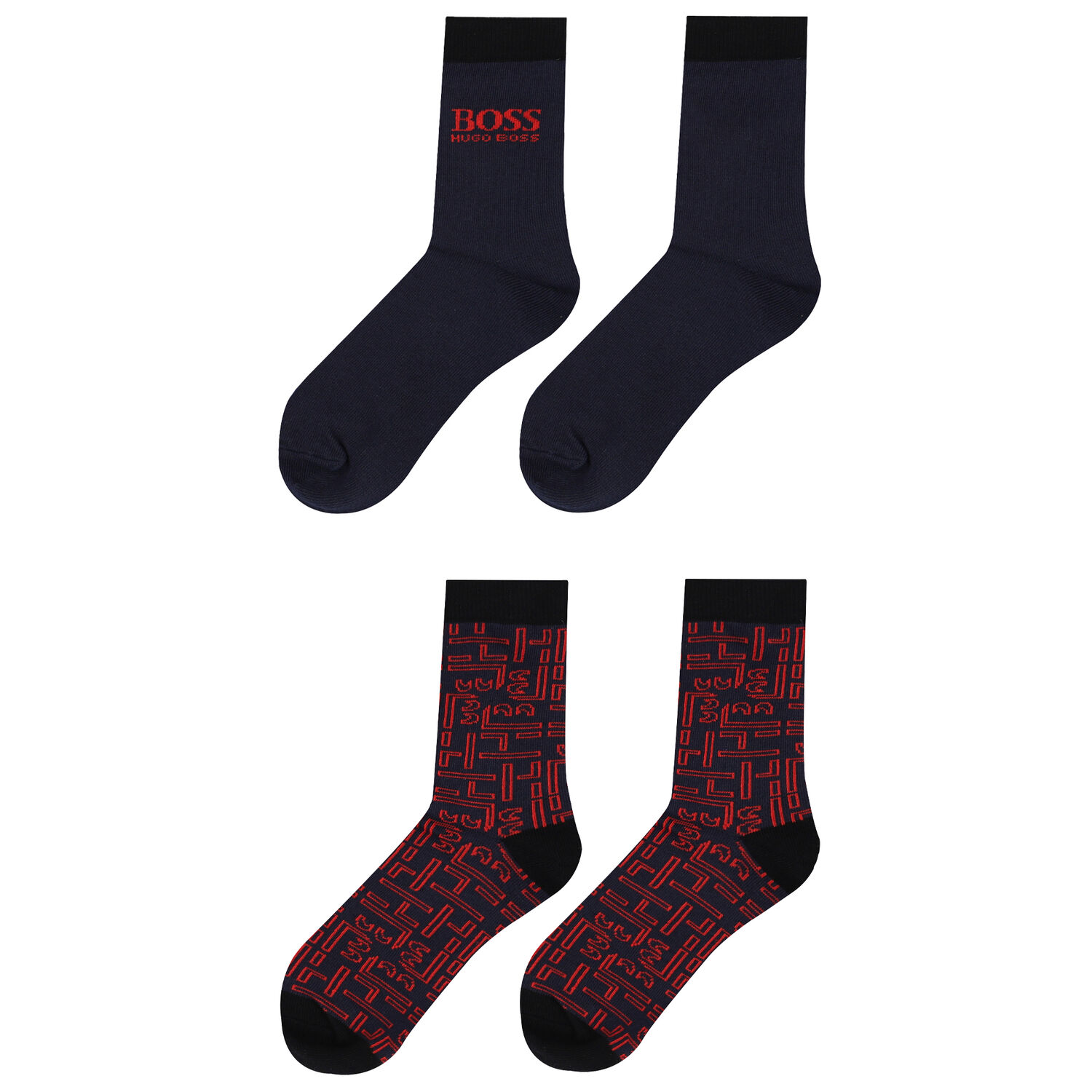 Boys Red & Navy Logo Socks ( 2-Pack ), 1, hi-res image number null