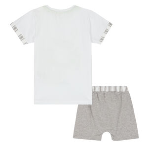 Baby Boys White & Grey Shorts Set