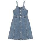 Girls Blue Logo Denim Dress, 1, hi-res