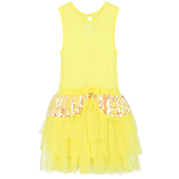 Girls Yellow Tulle & Sequin Dress