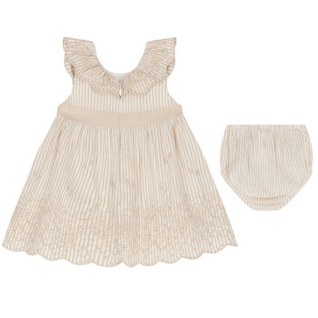 Baby Girls Beige & White Dress Set