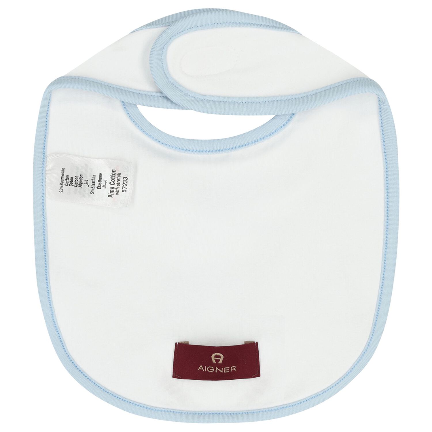 Baby Boys White & Blue Logo Bib, 2, hi-res