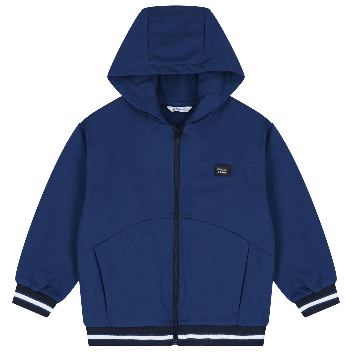 Boys White, Blue & Navy Blue Racing Car Tracksuit ( 3 Piece ), 2, hi-res