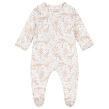 White & Beige Africa Babygrow