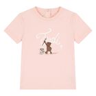 Younger Girls Pink Teddy Bear Logo T-Shirt, 2, hi-res