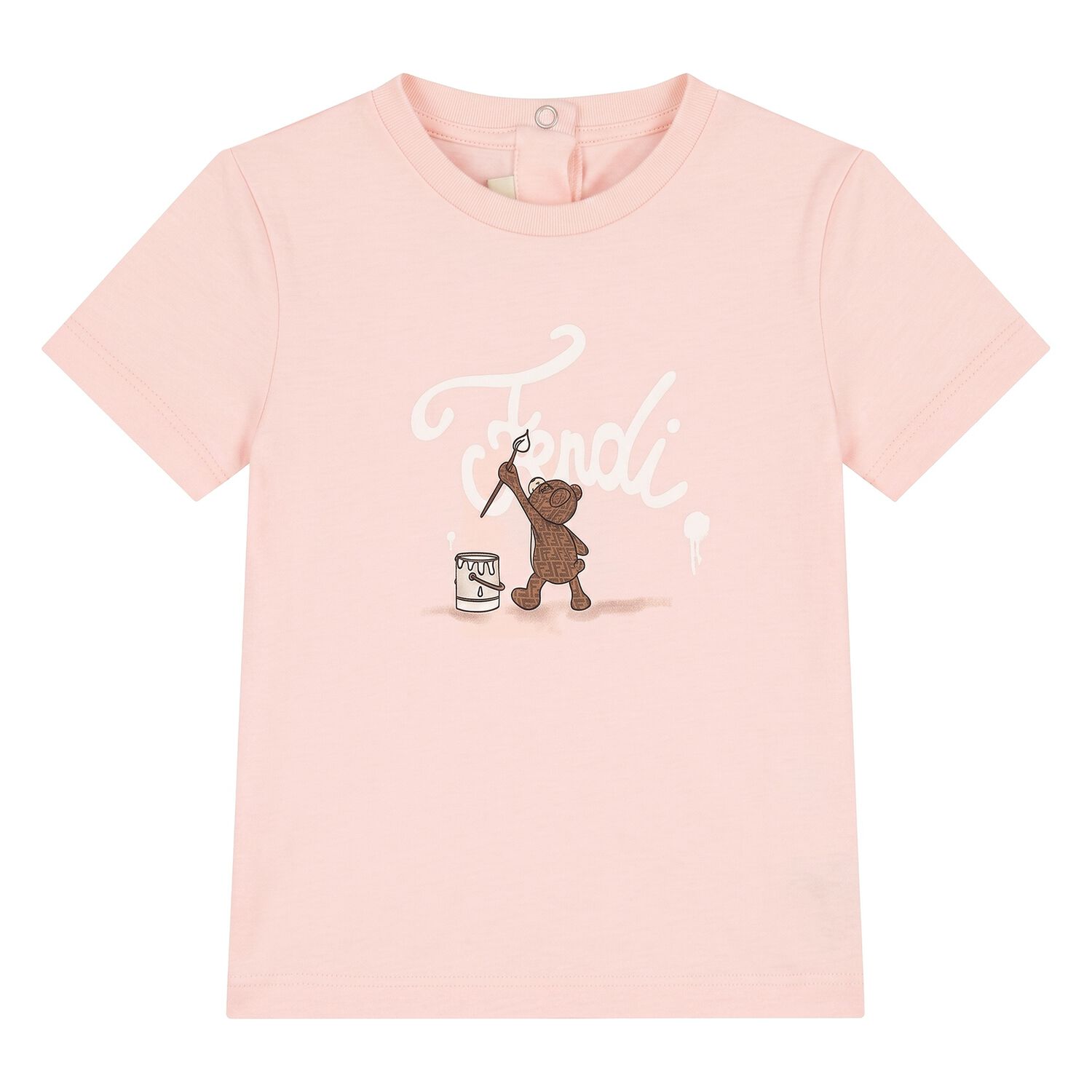 Younger Girls Pink Teddy Bear Logo T-Shirt, 2, hi-res