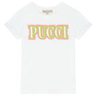 تيشيرت بالشعار باللون الأبيض للبنات, 1, hi-res