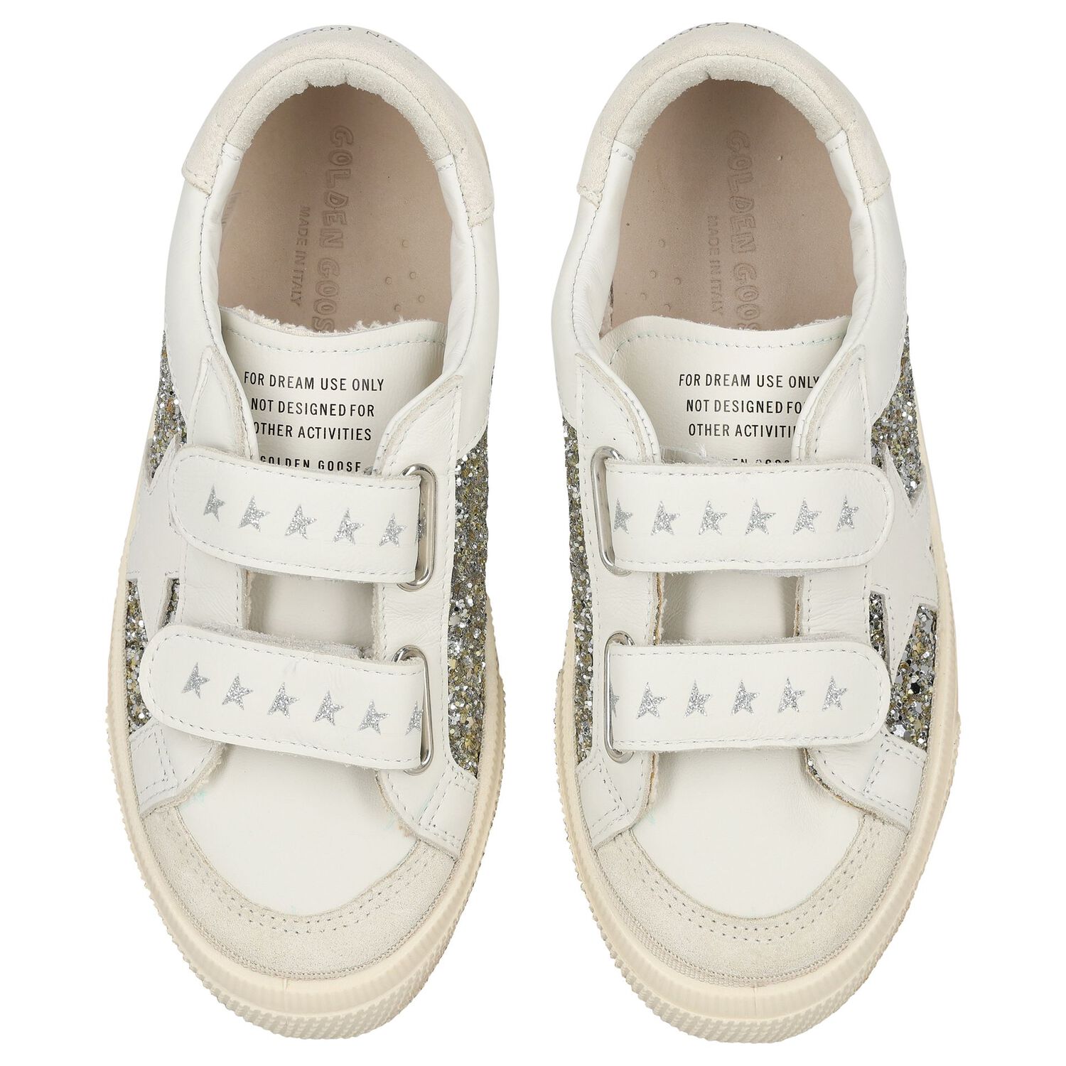 Girls Ivory & Silver Logo Trainers, 1, hi-res