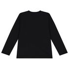 Black Teddy Bear Logo Long Sleeve Top, 1, hi-res